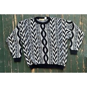 Adam Sloane Acrylic Wool Grandpa Crewneck Cropped Sweater Med Vintage 80s 90s